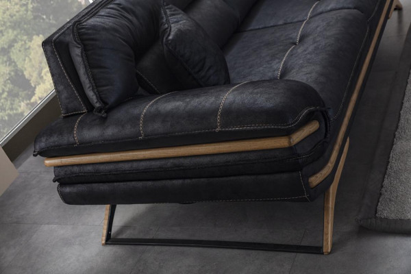 Stilvoll 3-Sëtz Sofa Exklusiv Schwaarz Faarf Luxus Miwwelen am Wunnzëmmer