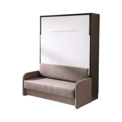 Schaf, Bett mat Sofa, Polster, Wand Schief, Schlofbett, Klappmiwwel + Couch Nei