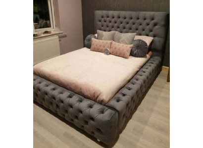 Modernen Design Duebelbett Miwwel 180x200 cm Gepolstert Textil an Holz Schlofzëmmer