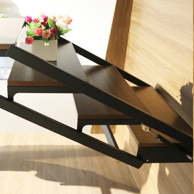 Multifunktioun Plazspuerend Miwwelen Iessdësch Dësch Regal 2in1 Kichen Dëscher Holz