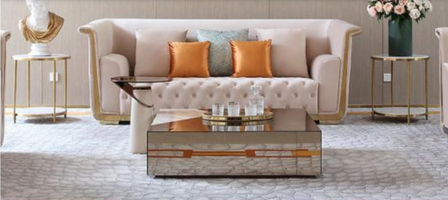 Designer Modern Couchdësch Bäistelltësch Canapé Marmor Dësch Glas Kaffisdësch Nei