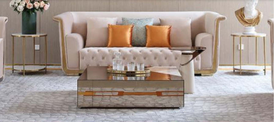 Designer Modern Couchdësch Bäistelltësch Canapé Marmor Dësch Glas Kaffisdësch Nei