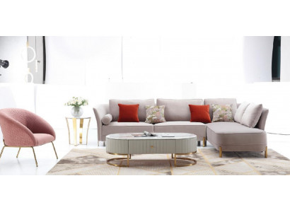 Wunnzëmmer Modern Sofa Ecksofa L Form Couchtisch Ecksofa Polster 2 Stéck Set Nei