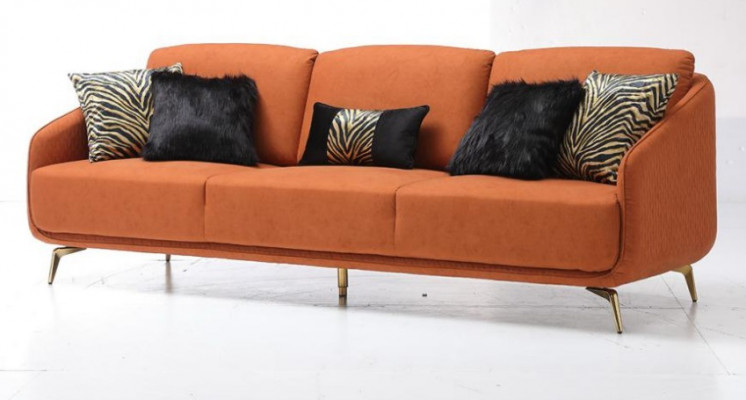 Däisitzer Canapé Polster Design Sofa Moderne 3er Sëtz Sofa Zëmmer Miwwelen Orange