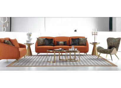 Däisitzer Canapé Polster Design Sofa Moderne 3er Sëtz Sofa Zëmmer Miwwelen Orange