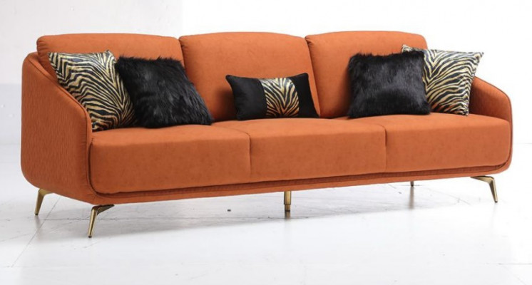 Däisitzer Canapé Polster Design Sofa Moderne 3er Sëtz Sofa Zëmmer Miwwelen Orange
