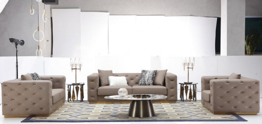 Dräisëtzer Canapé Polster Design Sofa Modern Sëtz Sofas Chesterfield Luxus Miwwelen