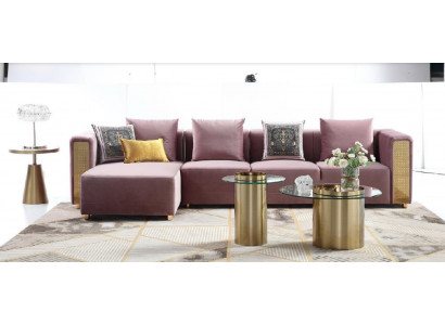 Eckcouch L-Form Dësch Stoffer Ecke Wunnzëmmer Luxus Miwwelen Sofa Couch 3 Deeler