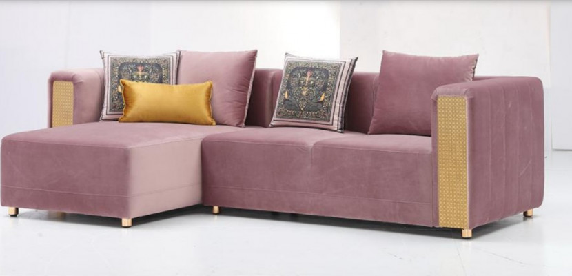 Eckcouch L-Form Dësch Stoffer Ecke Wunnzëmmer Luxus Miwwelen Sofa Couch 3 Deeler