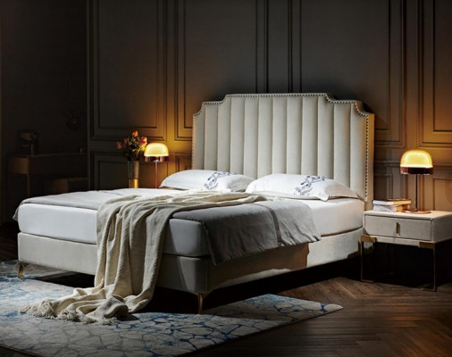 Bett Lieder 2x Nuechtstësch 3 teilig Schlofzëmmer Set Miwwel Modern Nei Luxus Better