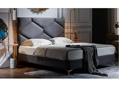 Schlofzëmmer Set Bett + 2x Nuetsdëscher 3 Deeler. Nuetsdësch Miwwel Luxus Hotel Samt
