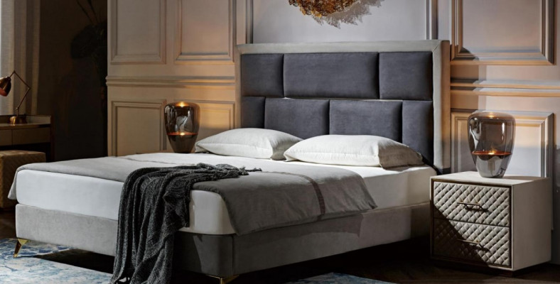 Better Miwwel Schlof Hotel Duebel Luxus Schlofkummer Bett Design Polster Samt Nei