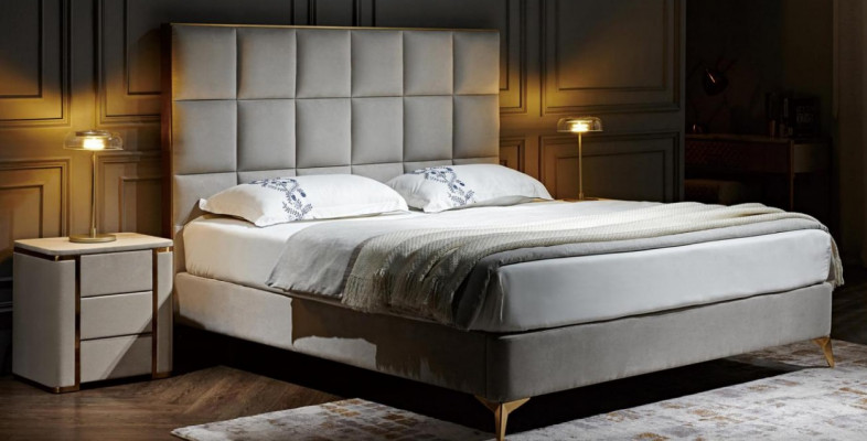 Bett 2x Nuetsdësch 3 tlg. Schlofzëmmer Set Designer Luxus Grupp Nei Garnitur