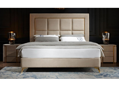 Bett 2x Nuetsdësch 3tlg. Schlofzëmmer Set Design Luxus Schlofzëmmer Komplett Nei