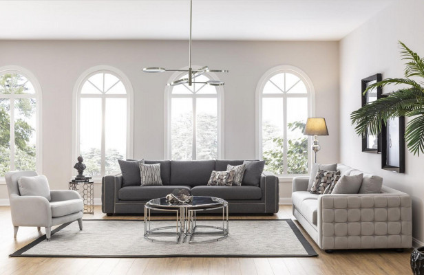 Luxus Wunnzëmmer Sofa 2 Sëtz Duebel-Sëtz gro Canapé Chesterfield Canapéen Neien