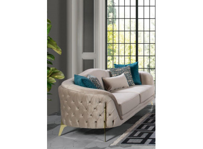 Canapé 3 Sëtz Sëtzer Design Wunnzëmmer Polster Holz Polster Modern Luxus Gro