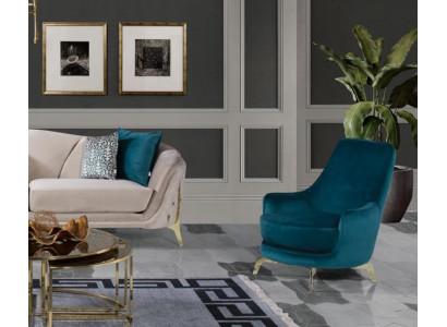 Ronnen Design Still Wunnzëmmer Gestoffte Holz Polster Modern Luxus blo Nei