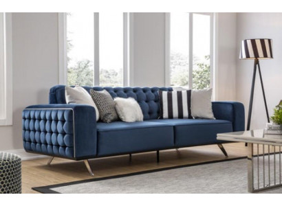 Klassesch Chesterfield Dräisëtzer Miwwel Sofa Luxus Couchen Blo 3 Sëtz Sofas