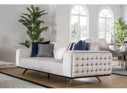 Luxus Wunnzëmmer Sofa 2 Sëtz Zweisëtzer Wäiss Couch Chesterfield Couchen Nei