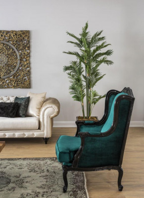 Klassesch Fauteuils Luxus Polster Textil Einsëtzer Gréng Modern