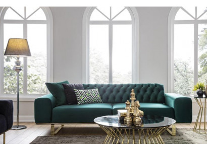 Luxus Wunnzëmmer Sofa 2 Sëtz Duebelsëtz Gréng Couch Chesterfield Couche Nei