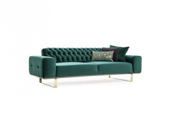 Luxus Wunnzëmmer Sofa 2 Sëtz Duebelsëtz Gréng Couch Chesterfield Couche Nei