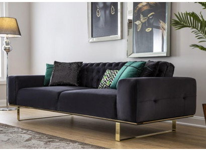 Modern Sofa 4 Sëtz Design Wunnzëmmer Polster Holz Polster Modern Luxus