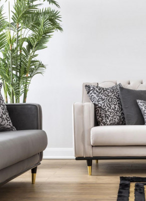 Canapé-Sëtzgrupp Couch Set Sofa Stil Mëbelen Dësch 3stéck Chesterfield