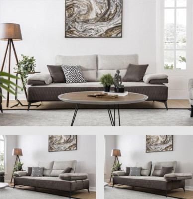 Luxus Dräi-Sëtz Modern Canapé Miwwel Gro Couchen Klassesch Sofas Stoff Textil