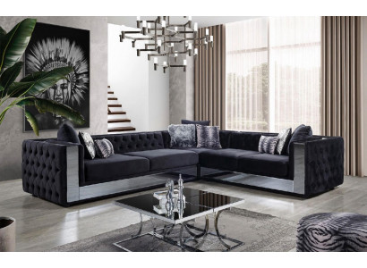 Schwaarz Chesterfield Polstersofa Ecksofa Garnitur Polster Luxus Eck Sofas