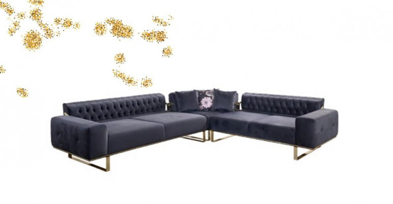 Eckcanapé Canapé Polster Miwwel Garnitur Chesterfield Eckgarnitur Canapé Stoff
