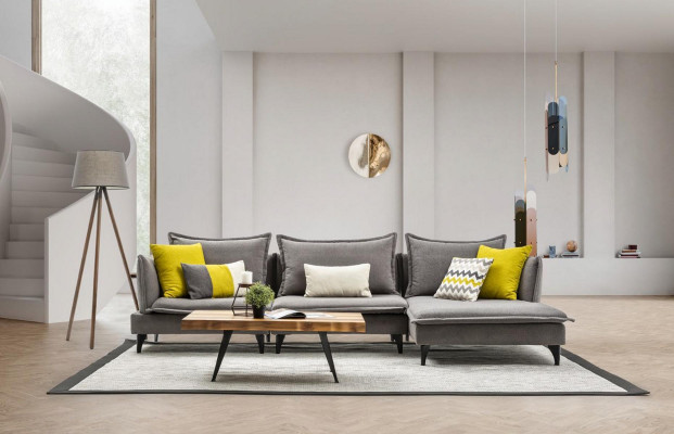 Grau Chesterfield Polstersofa Sofa Ecksofa Garnitur Polster Luxus Eck Sofas