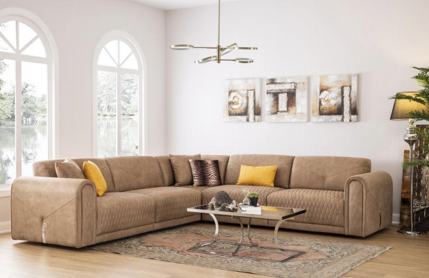 Textil Canapé Couch Ecksofa Eckgarnitur Polstersofas Couchelen Miwwelen Stoff