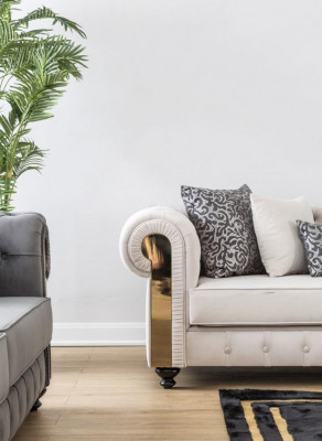 Chesterfield Sofa 3 Sëtz Design Wunnzëmmer Polster Holz Lieder Modern Luxus