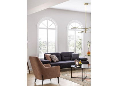 Fotell brong Luxus Stoff Textil Wunnzëmmer Nei Kreativ Modern Design Miwwel Nei