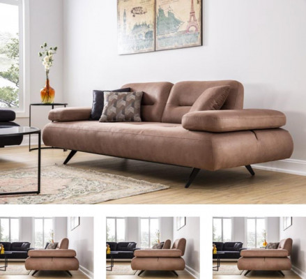 Design 3-Sëtzer Sofa brong Canapé Polster Grouss Luxus Canapéen Sofas Textil Sëtz Nei