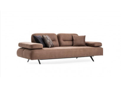 Design 3-Sëtzer Sofa brong Canapé Polster Grouss Luxus Canapéen Sofas Textil Sëtz Nei