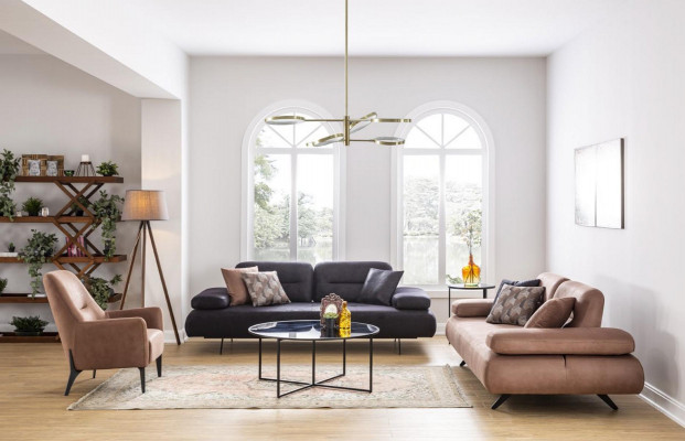 Sofagarnitur 4+3+1 Sëtz Set Design Sofa Polster Couchen Canapé Modern Luxus Nei