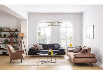 Sofagarnitur 4+3+1 Sëtz Set Design Sofa Polster Couchen Canapé Modern Luxus Nei