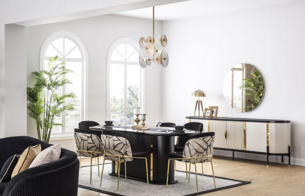 Iesszëmmer Iessdësch Stull 6x Stull Dësch Dëscher Metall Iess Grupp Set 7tlg. Nei