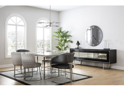 Iessgrupp Iesszëmmer Garnitur Iessdësch Set Sideboard Luxus Miwwelen 4 Still Dësch