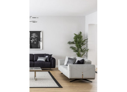 Sofa 3 Sëtzer Polstersofa beige Textil Sëtz Design Canapé Sofas Stoff Modern Nei