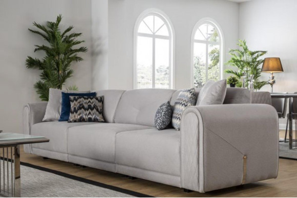 Luxus Sofa 4 Sëtzer Stoff Wunnzëmmer Modernen Design Sofanen Polster Couchen