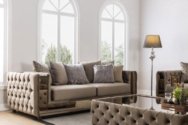 Chesterfield Sofa 4 Sëtz Wunnzëmmer Modernen Design Blo Sofas Textil Couchen