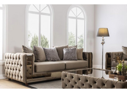 Chesterfield Sofa 4 Sëtz Wunnzëmmer Modernen Design Blo Sofas Textil Couchen