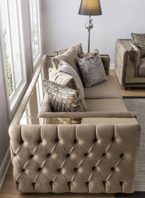 Chesterfield Sofa 4 Sëtz Wunnzëmmer Modernen Design Blo Sofas Textil Couchen