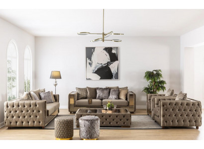 Sofa Garnitur Chesterfield Set 3+3+1+1 Plaze Sofa Couch Garnitur Design Couchen
