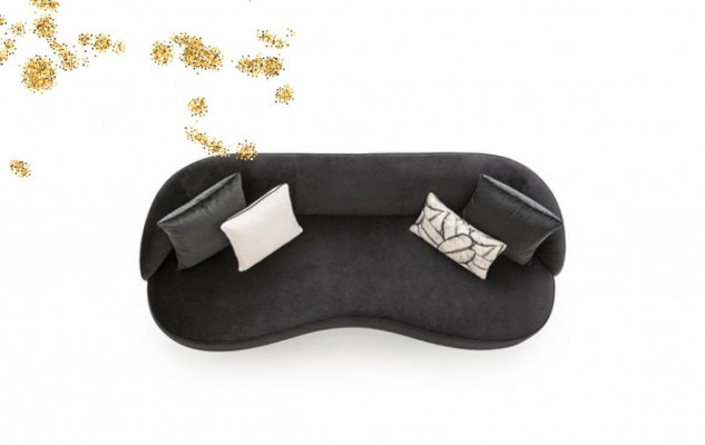 Luxus Canapéen Miwwelen Wunnzëmmer Véiersëtzer Schwaarz Textil Miwwelen Ronn 4er