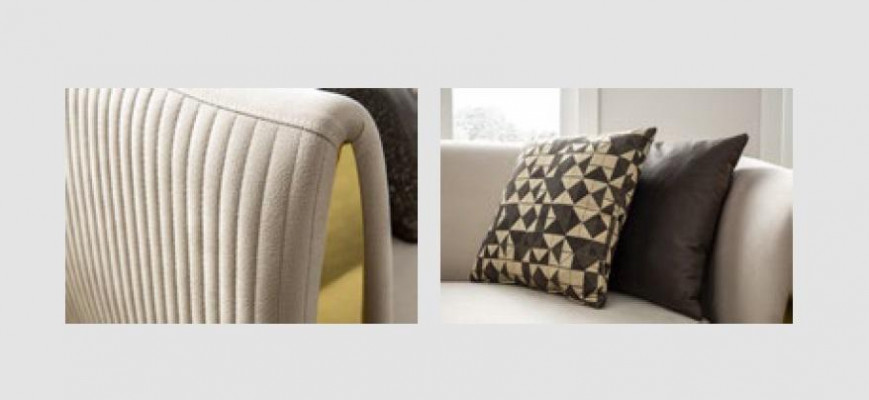 Modern Zwee-Sëtz Polstersofa wäiss Textil Design Couch Sofas Stoff