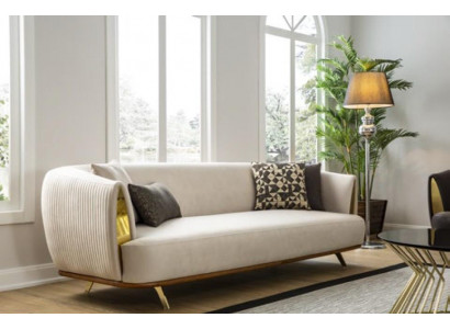 Modern Zwee-Sëtz Polstersofa wäiss Textil Design Couch Sofas Stoff